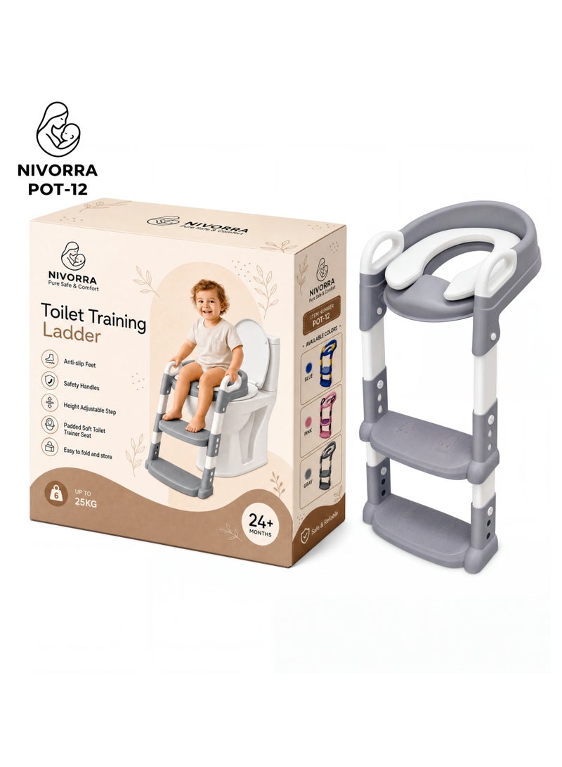 NIVORRA Premium Toddler Toilet Training Ladder with Soft Cushion & Adjustable Steps - Image 4