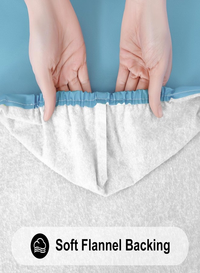 Smiry Rectangle Tablecloth, Elastic Fitted Flannel Backed Vinyl Tablecloths for 8ft Folding Tables, Waterproof Wipeable Table Covers for Indoor, Outdoor, Picnic and Camping (Aqua, 30"x96") - Image 4