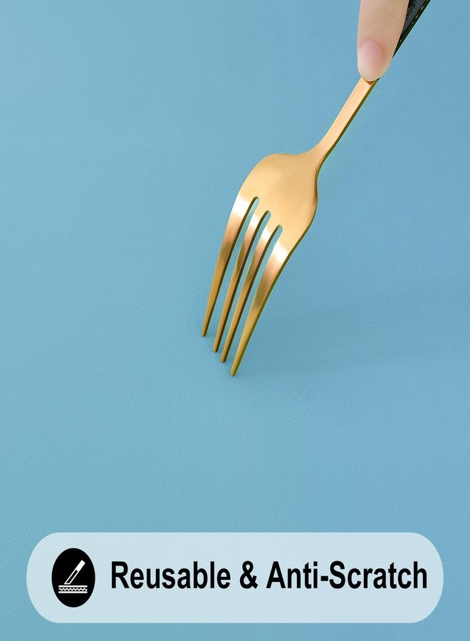 Smiry Rectangle Tablecloth, Elastic Fitted Flannel Backed Vinyl Tablecloths for 8ft Folding Tables, Waterproof Wipeable Table Covers for Indoor, Outdoor, Picnic and Camping (Aqua, 30"x96") - Image 5