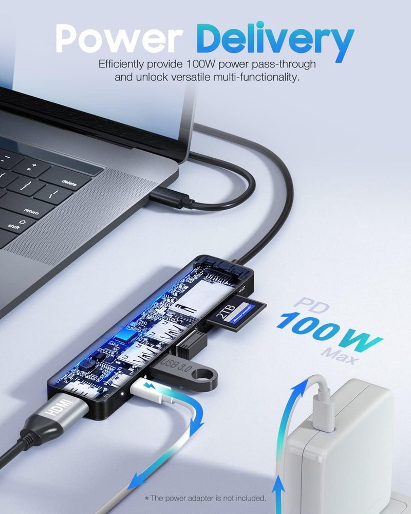 Hiearcool محور USB C من Hiearcool، محول متعدد المنافذ USBC لجهاز MacBook Pro/Air M1 M2، قاعدة دوك HDMI 4K USB-C لجهاز iPad وأجهزة Type C الأخرى - Image 3