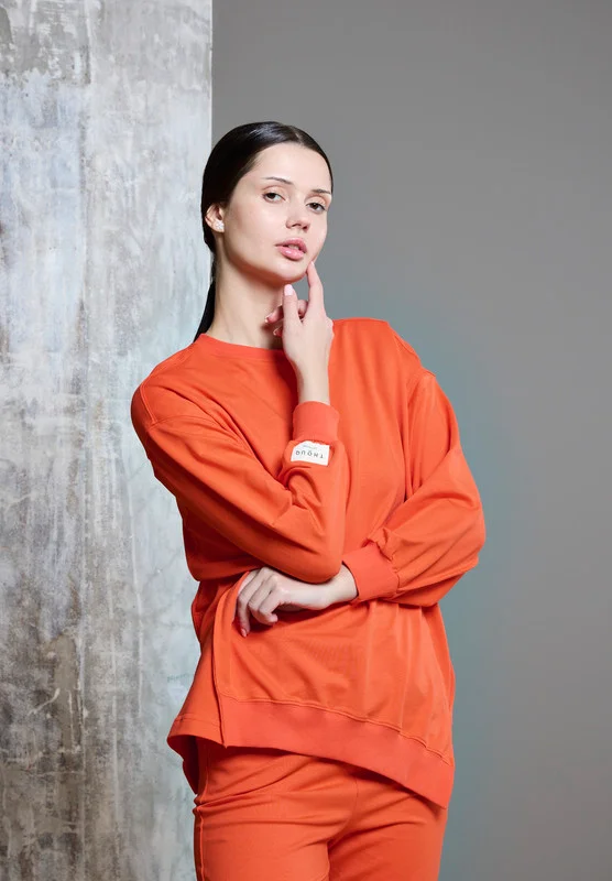ذوق Asymmetric Hemline Extended Side Seam Sweatshirt