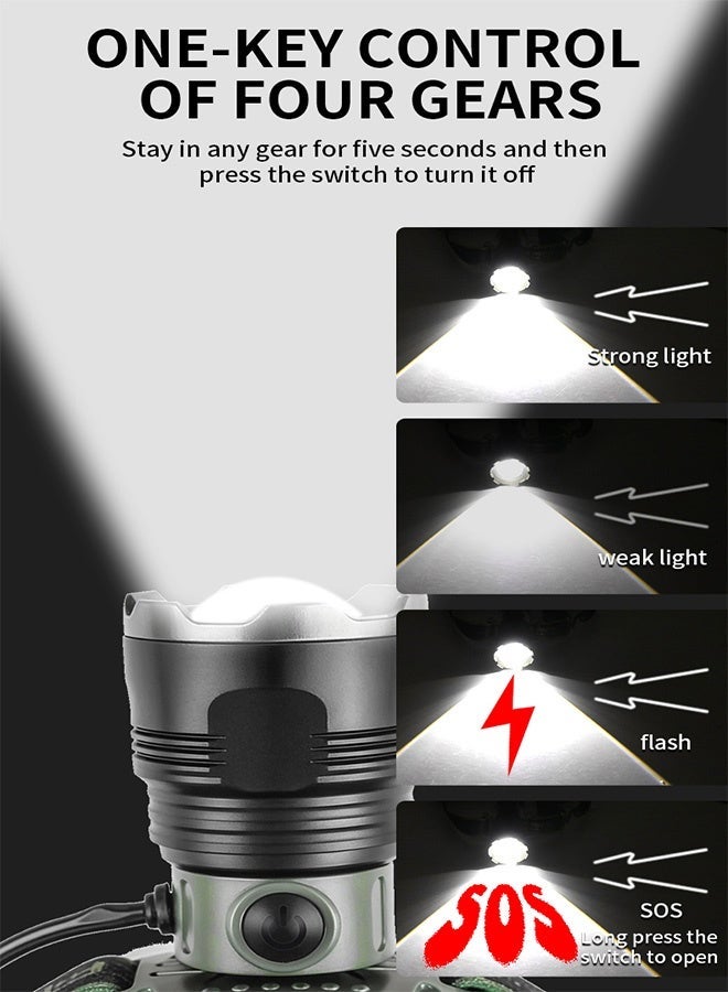 Neyecam LED Rechargeable Headlamp 1000 Lumens, USB-C Head Light with 180° Adjustable Angle & Zoom Focus, IPX6 Waterproof Headlamp with 4 Modes & Red Warning Light for Camping, Hiking, Fishing, Hunting & Emergency Work - Image 3