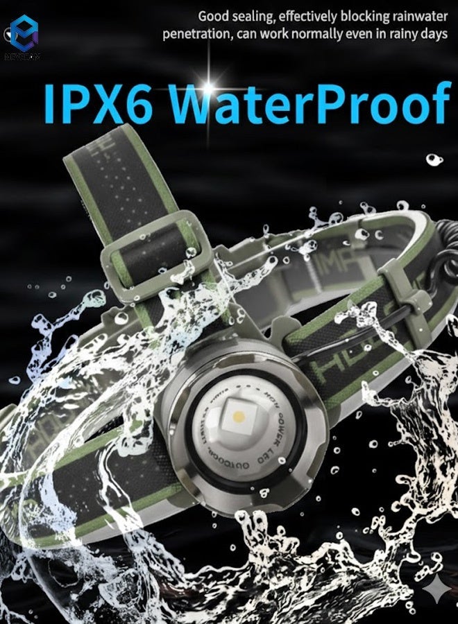 Neyecam LED Rechargeable Headlamp 1000 Lumens, USB-C Head Light with 180° Adjustable Angle & Zoom Focus, IPX6 Waterproof Headlamp with 4 Modes & Red Warning Light for Camping, Hiking, Fishing, Hunting & Emergency Work - Image 2