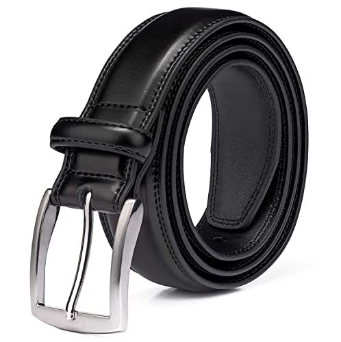 KM Legend Mens Genuine Leather Dress - Classic & Fashion For Work Business And Casual Belt, Essential Black, 34 US - Image 1