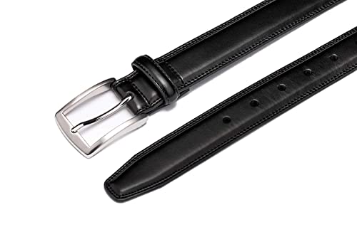 KM Legend Mens Genuine Leather Dress - Classic & Fashion For Work Business And Casual Belt, Essential Black, 34 US - Image 5
