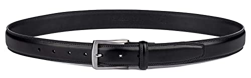 KM Legend Mens Genuine Leather Dress - Classic & Fashion For Work Business And Casual Belt, Essential Black, 34 US - Image 3