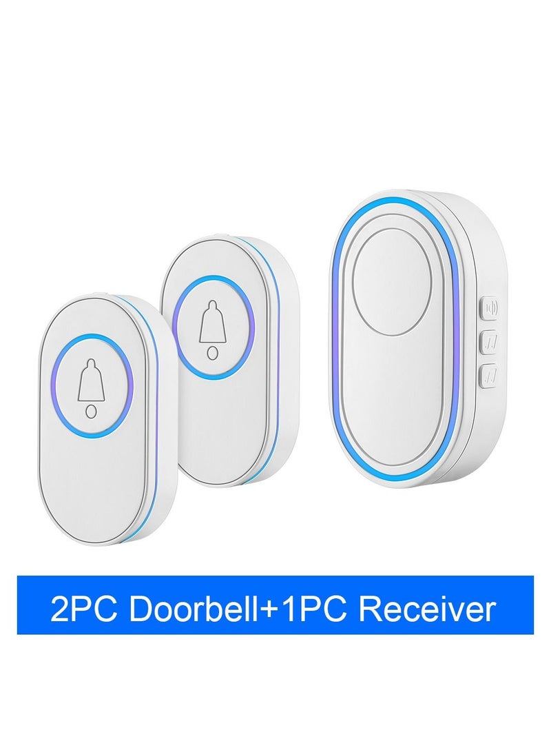 AROAQ Wireless Doorbell LED Flash Security Alarm Outdoor Waterproof Smart Home Intelligent Door Bell Chime Kit - Image 1