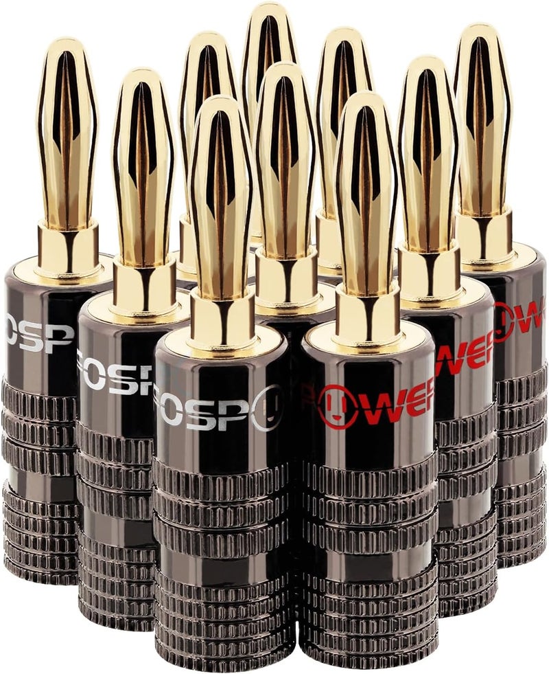 FosPower Banana Plugs 5 Pairs / 10 pcs, Closed Screw 24K Gold Plated Speaker Plug Connectors for Speaker Wire, Wall Plate, Home Theater, Audio/Video Receiver, Amplifiers and Sound Systems - Image 1
