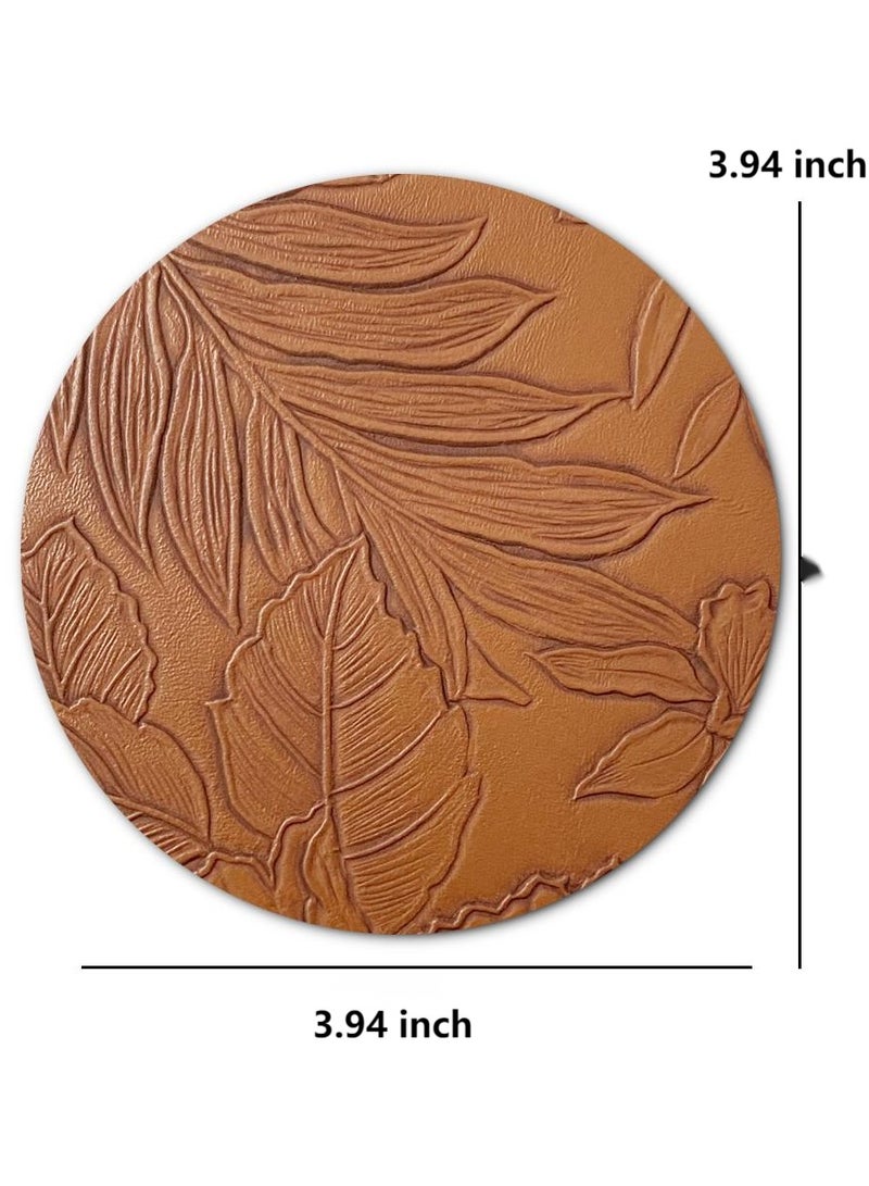 طقم كوستر مكون من 4 قطع ，مقاوم للماء ومقاوم للحرارة ，محمصة مائدة بنقوش زهرية ，مفرش طاولة طعام لحفلات المطبخ (بني) - Image 3