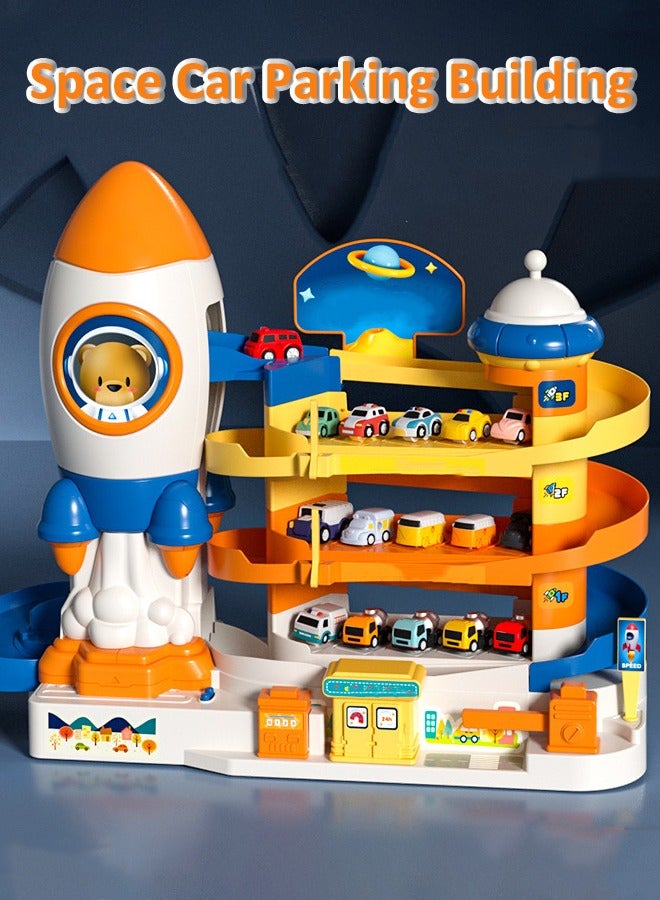 Space parking toys Rail parking toys Space Adventure Toys Boy rail car toy 4-storey car park Educational toys  - Image 1
