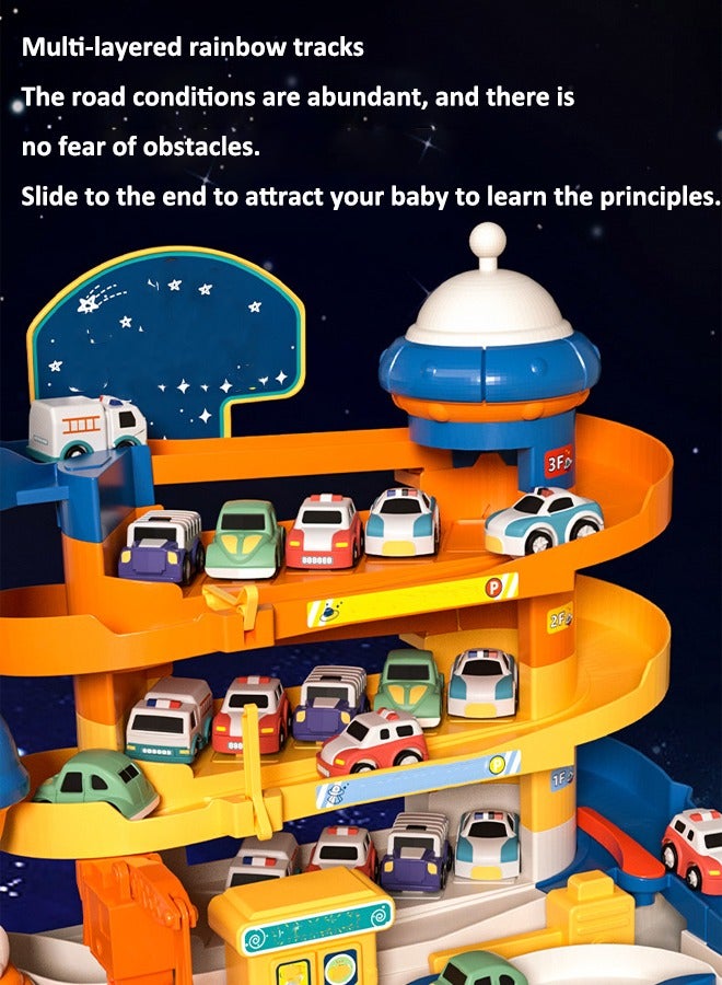 Space parking toys Rail parking toys Space Adventure Toys Boy rail car toy 4-storey car park Educational toys  - Image 4