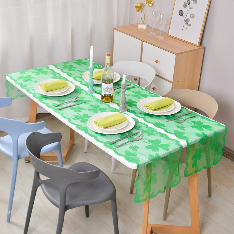 MixTeach 2Pcs Heart Shamrock Lace Table Runner Red Heart Table Decoration Runner St. Patrick's Day Clover Tablecloth Embroidered Table Cover for Wedding St. Patrickâ€™s Day Party Decor - Image 5