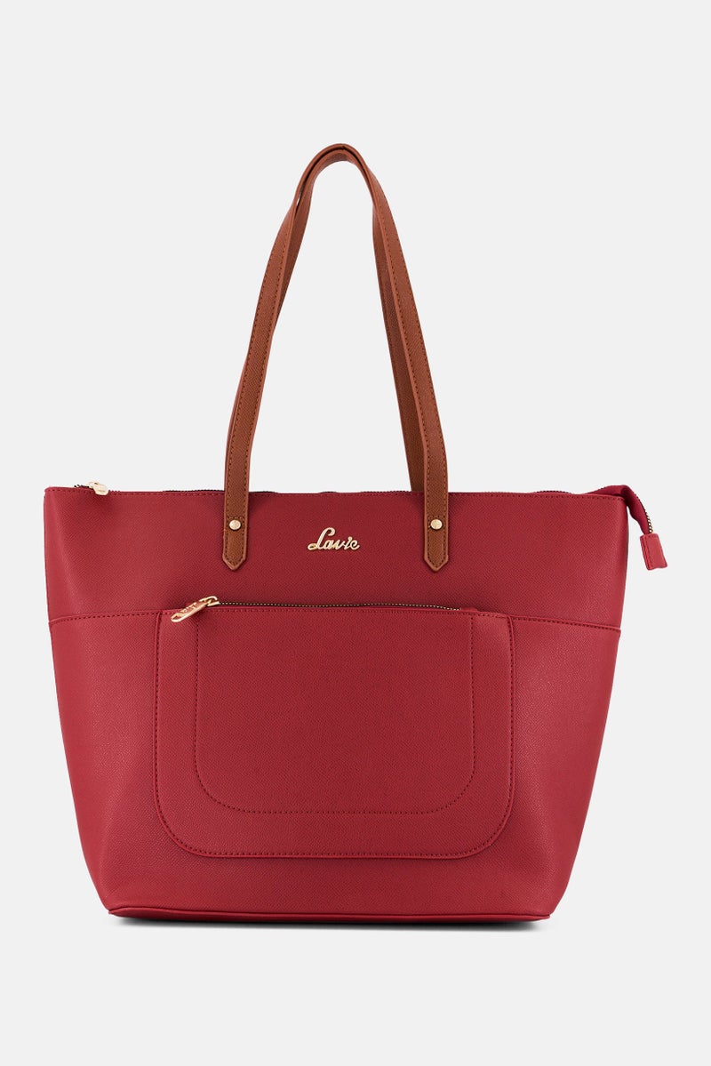 Lavie حقيبة توت نسائية بشعار العلامة التجارية، مارون - Image 1