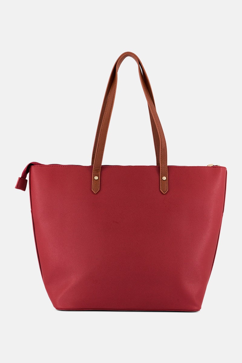 Lavie حقيبة توت نسائية بشعار العلامة التجارية، مارون - Image 3