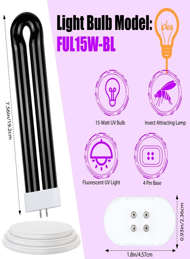 Kittmip Zapper Light Bug Zapper Replacement Bulbs Insect Attracting Lamp FUL15W BL U Shaped Twin Tube Fluorescent UV Lamp 7.56 x 1.80 x 0.93 inch (Black,2 Pieces) - Image 2