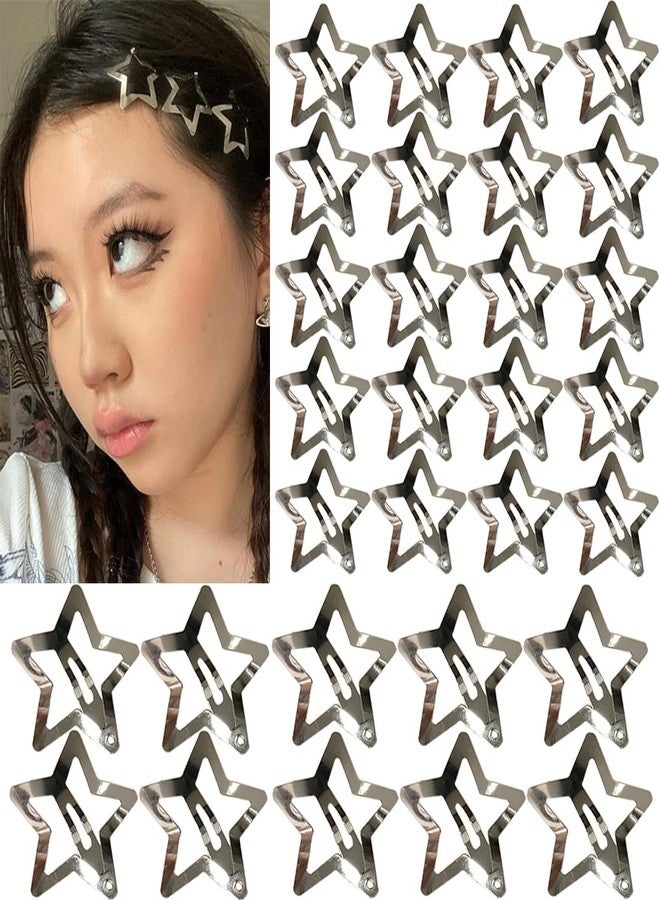 Seneeel 30 PCS Star Hair Clips,20PCS 1.22"Star Hair Clip and 10 PCS 1.65"Star Hair Clips Snap Star Hair Accessories Non Slip Star Clips for Girls Women Y2K Accessories Silver Metal Hair Clips - Image 1