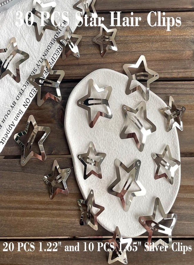 Seneeel 30 PCS Star Hair Clips,20PCS 1.22"Star Hair Clip and 10 PCS 1.65"Star Hair Clips Snap Star Hair Accessories Non Slip Star Clips for Girls Women Y2K Accessories Silver Metal Hair Clips - Image 5
