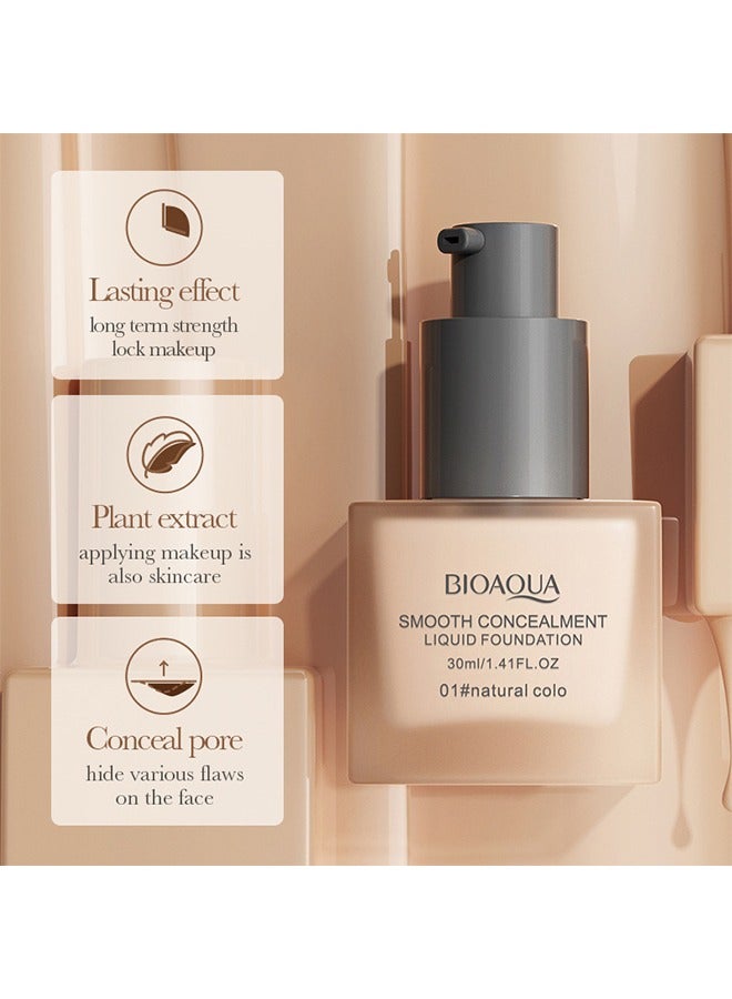 BIOAOUA Smooth Concealment Liquid Foundation-Matte Non-Porous Foundation, Oil Control Foundation, Coverage Foundation 30ml (#01 Natural colo) - Image 3
