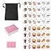 GRACIAS 2 Players Mahjong Block Set Mahjong Tile Game with 50 Premium Pink Tiles30mm Animal and Food Pattern Portable Mahjongg Set with A Carry Bag - Image 3