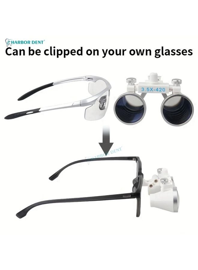 2 5X Silvery Head Mounted Eyeglass Style Binocular Magnifier Ultra Light Dental Examination - Image 4