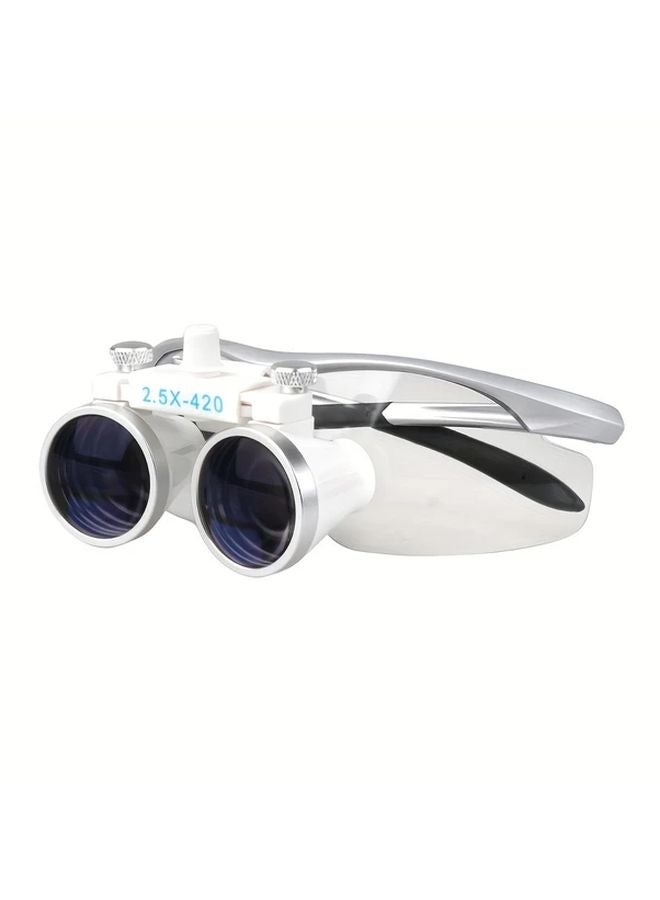 2 5X Silvery Head Mounted Eyeglass Style Binocular Magnifier Ultra Light Dental Examination - Image 1