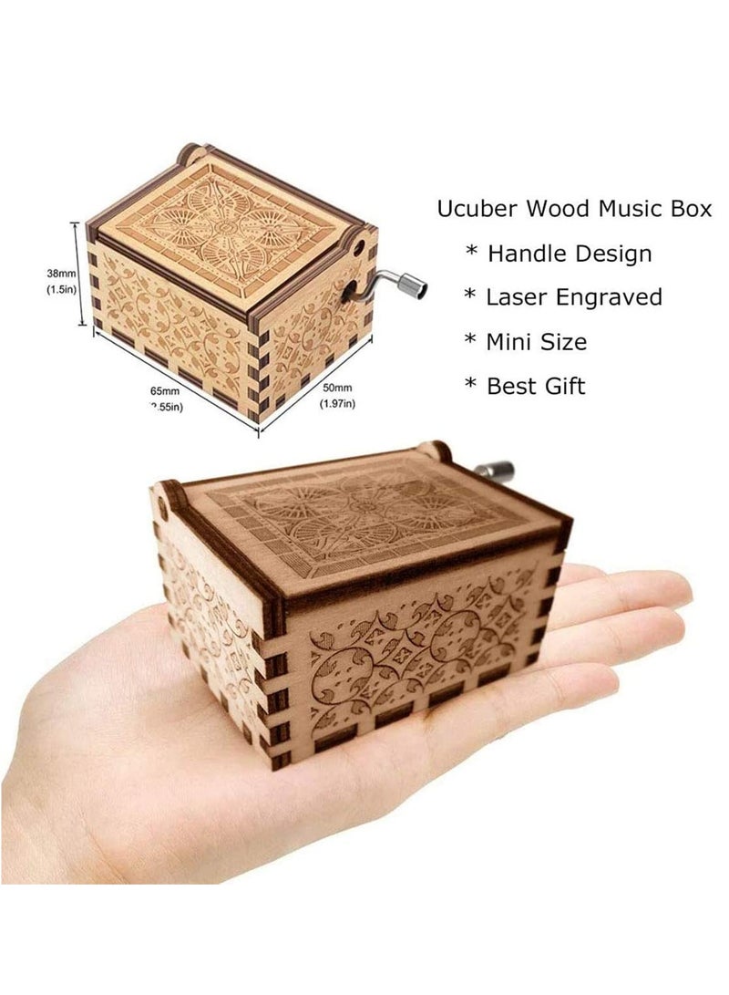 KASTWAVE Wood Hand Crank Engraved Vintage Wooden Music Box Wedding Valentine Birthday Gift You are My Sunshine Gifts on Valentine's Day for Girlfriend,Children - Image 4