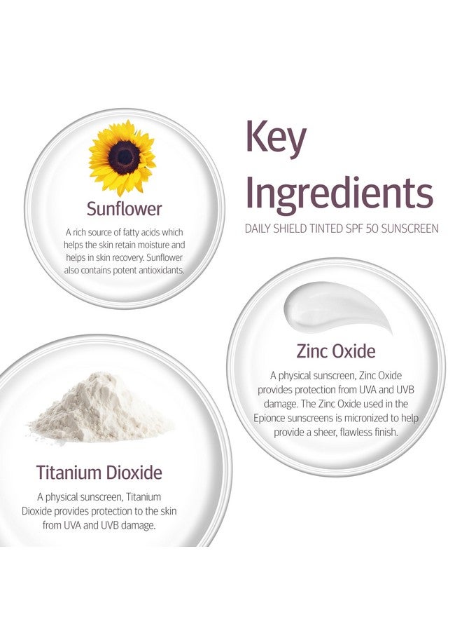 إبيونس واقي شمسي ملون بعامل حماية من الشمس 50 من ديلي شيلد - واقي شمسي ملون للوجه، مرطب ملون بعامل حماية من الشمس، مرطب للوجه بعامل حماية من الشمس من أكسيد الزنك - Image 2