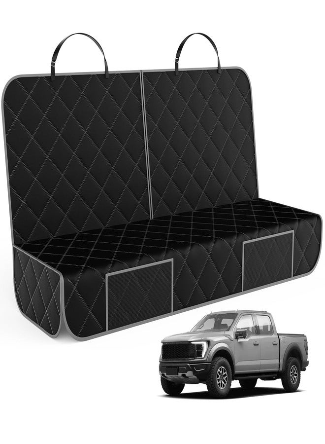 زي كيو غطاء مقعد خلفي للسيارة للكلاب من ZQ Trucks، مناسب لسيارات رام 1500/إف 150/جي إم سي سييرا/تاكوما/شيفروليه سيلفرادو، مع فتحة لحزام الأمان الأوسط، وواقي مقعد خلفي مقاوم للماء للكلاب، وغطاء خلفي مانع للانزلاق للكلاب. - Image 1