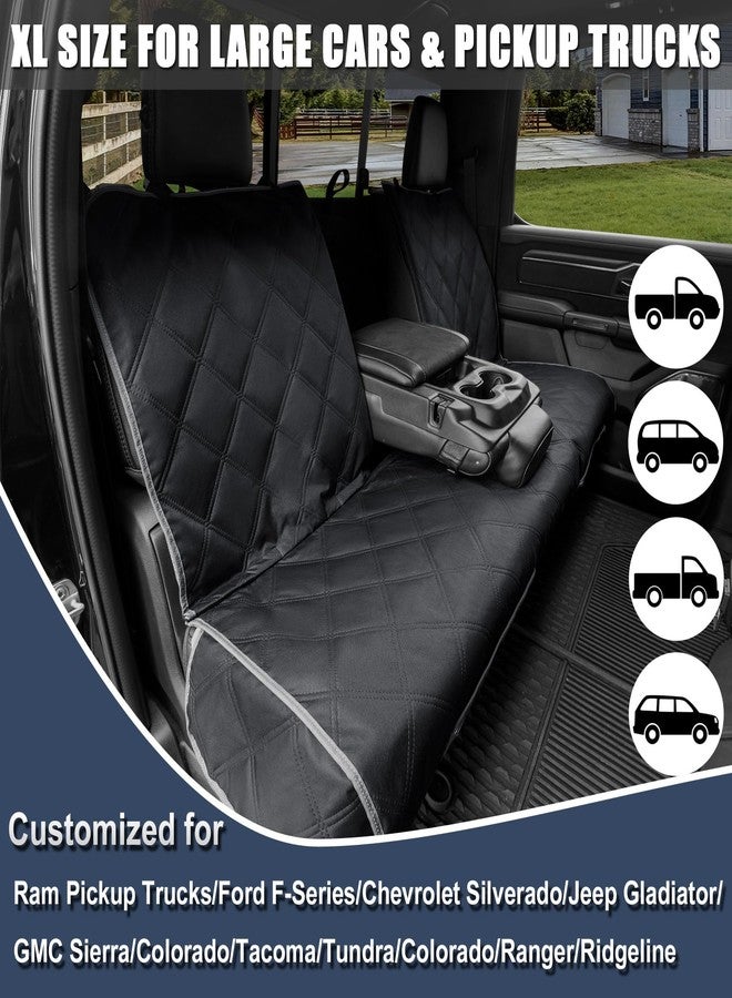 زي كيو غطاء مقعد خلفي للسيارة للكلاب من ZQ Trucks، مناسب لسيارات رام 1500/إف 150/جي إم سي سييرا/تاكوما/شيفروليه سيلفرادو، مع فتحة لحزام الأمان الأوسط، وواقي مقعد خلفي مقاوم للماء للكلاب، وغطاء خلفي مانع للانزلاق للكلاب. - Image 3