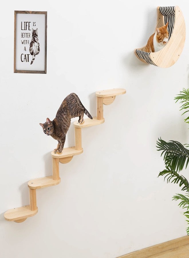 HAPYKITYS Cat Shelf for Wall Mount Hammock with 5-Levels Climbing Ladder Moon Cat Shelves and Perches for Activity Indoor Cats Wall Furniture(5-Levels Steps) - Image 2
