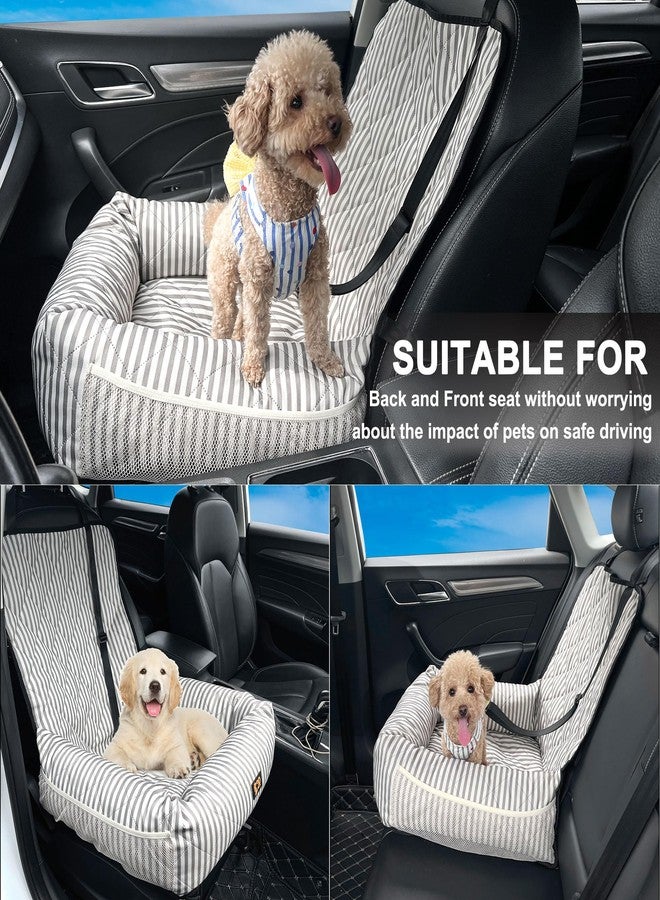 GeerDuo Dog Car Seat for Small and Medium Dogs, Booster Seat Sofa Pet Bed, Portable Car Travel Carrier Bed (Stripes,M) - Image 5
