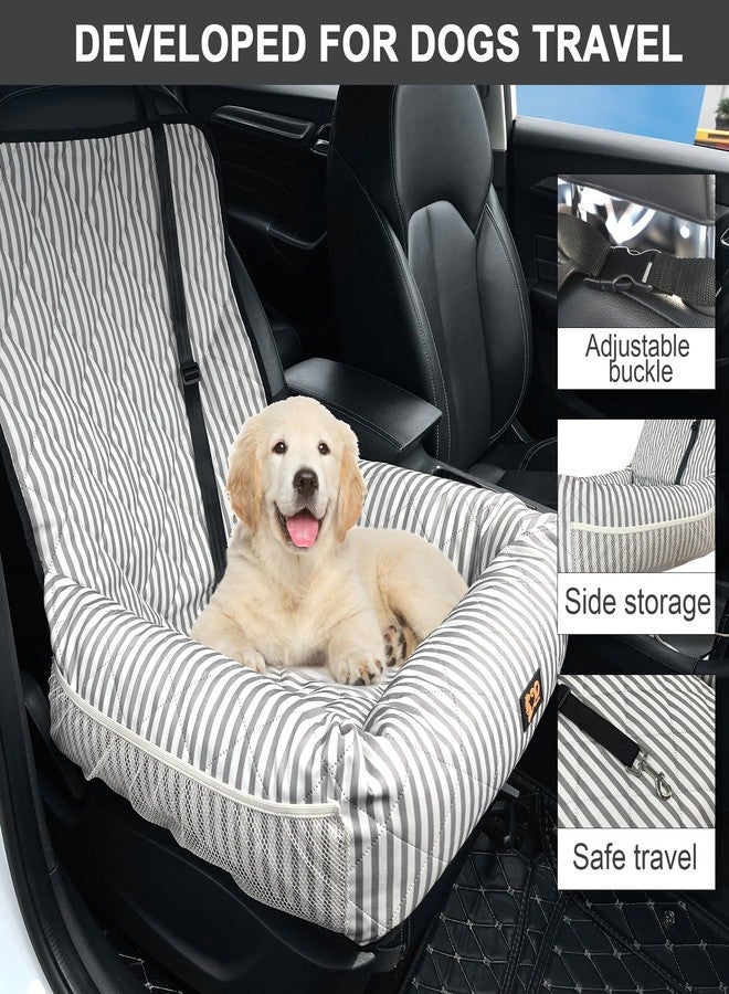 GeerDuo Dog Car Seat for Small and Medium Dogs, Booster Seat Sofa Pet Bed, Portable Car Travel Carrier Bed (Stripes,M) - Image 2