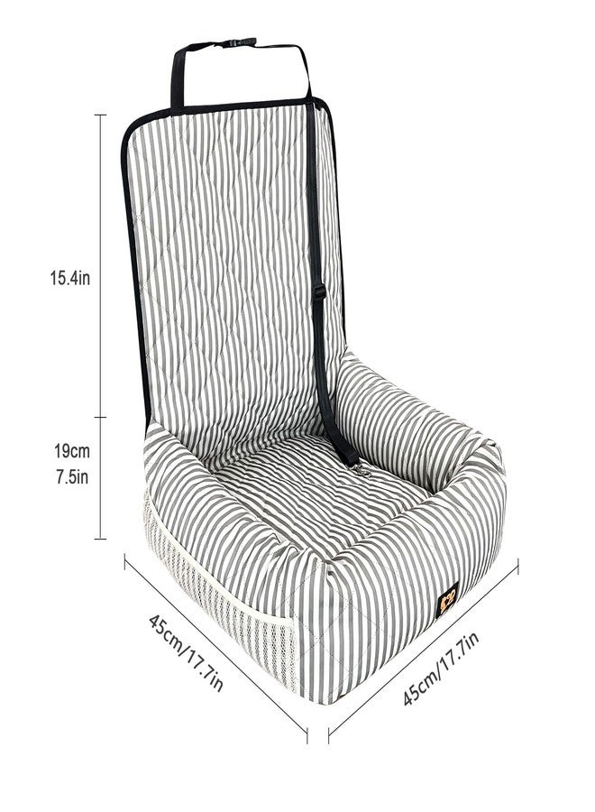GeerDuo Dog Car Seat for Small and Medium Dogs, Booster Seat Sofa Pet Bed, Portable Car Travel Carrier Bed (Stripes,M) - Image 3