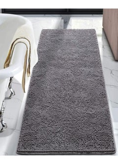 Luxury Bathroom Rug Shaggy Bath Mat 24 x 60 Inch, Washable Non Slip Bath Rugs for Bathroom Shower, Soft Plush Chenille Absorbent Carpets Mats, Gray