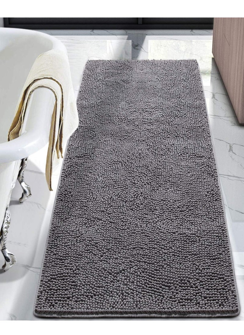 Generic - Luxury Bathroom Rug Shaggy Bath Mat 24 x 60 Inch, Washable Non Slip Bath Rugs for Bathroom Shower, Soft Plush Chenille Absorbent Carpets Mats, Gray - Image 1