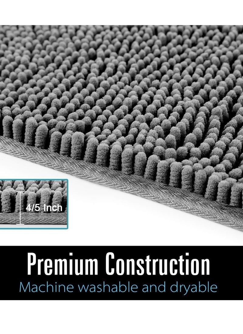 Generic - Luxury Bathroom Rug Shaggy Bath Mat 24 x 60 Inch, Washable Non Slip Bath Rugs for Bathroom Shower, Soft Plush Chenille Absorbent Carpets Mats, Gray - Image 1