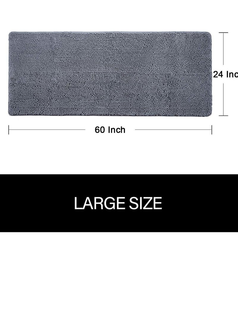 Generic - Luxury Bathroom Rug Shaggy Bath Mat 24 x 60 Inch, Washable Non Slip Bath Rugs for Bathroom Shower, Soft Plush Chenille Absorbent Carpets Mats, Gray - Image 1