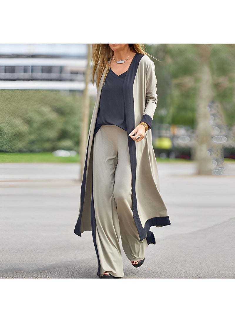 REOCLE Women's 3 Piece Outfit Lounge Set Sweatsuit V Neck Sleeveless Undershirt Tank & Long Sleeve Jacket & Loose Long Pants  - Image 5