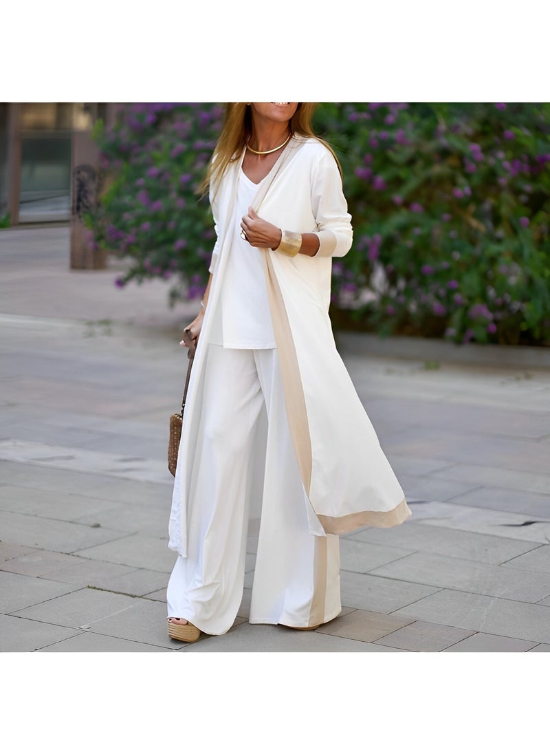 REOCLE Women's 3 Piece Outfit Lounge Set Sweatsuit V Neck Sleeveless Undershirt Tank & Long Sleeve Jacket & Loose Long Pants  - Image 4