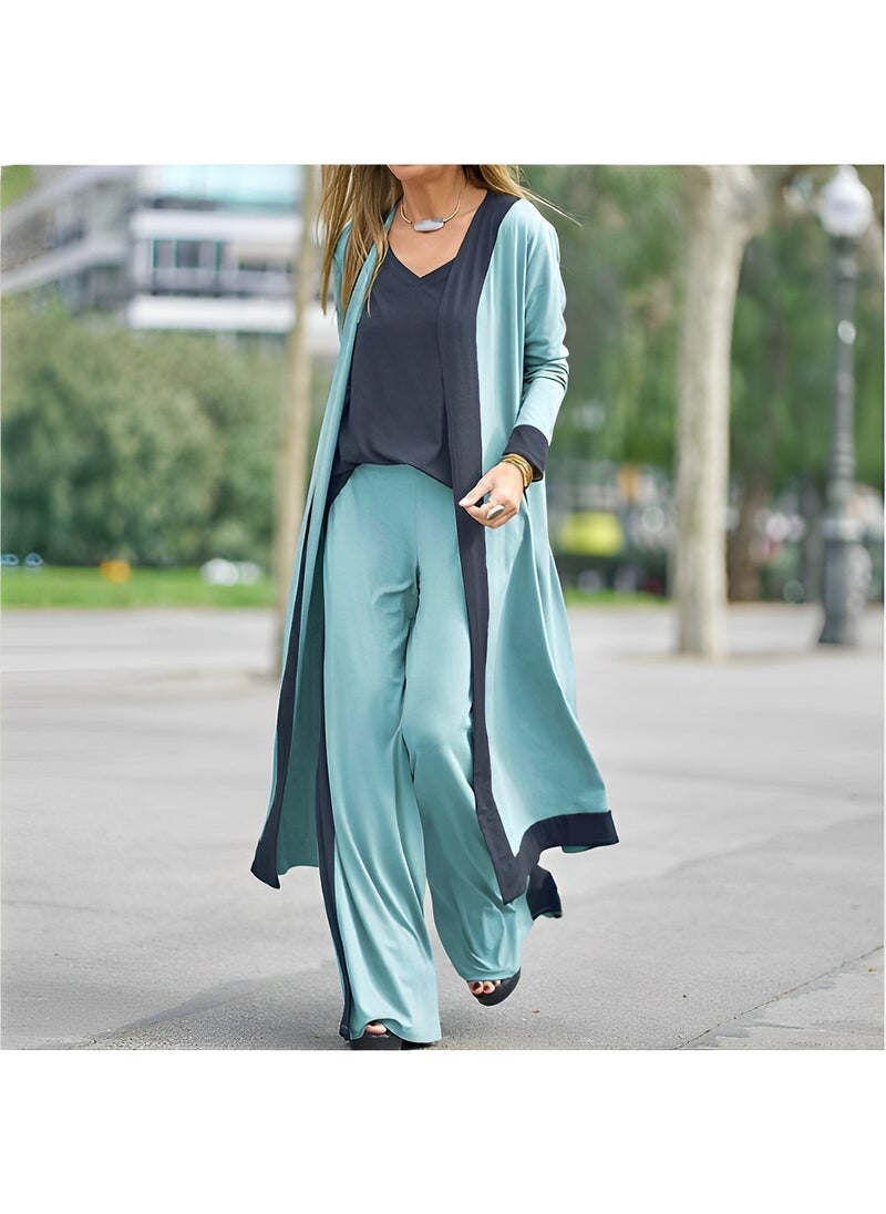 REOCLE Women's 3 Piece Outfit Lounge Set Sweatsuit V Neck Sleeveless Undershirt Tank & Long Sleeve Jacket & Loose Long Pants  - Image 2