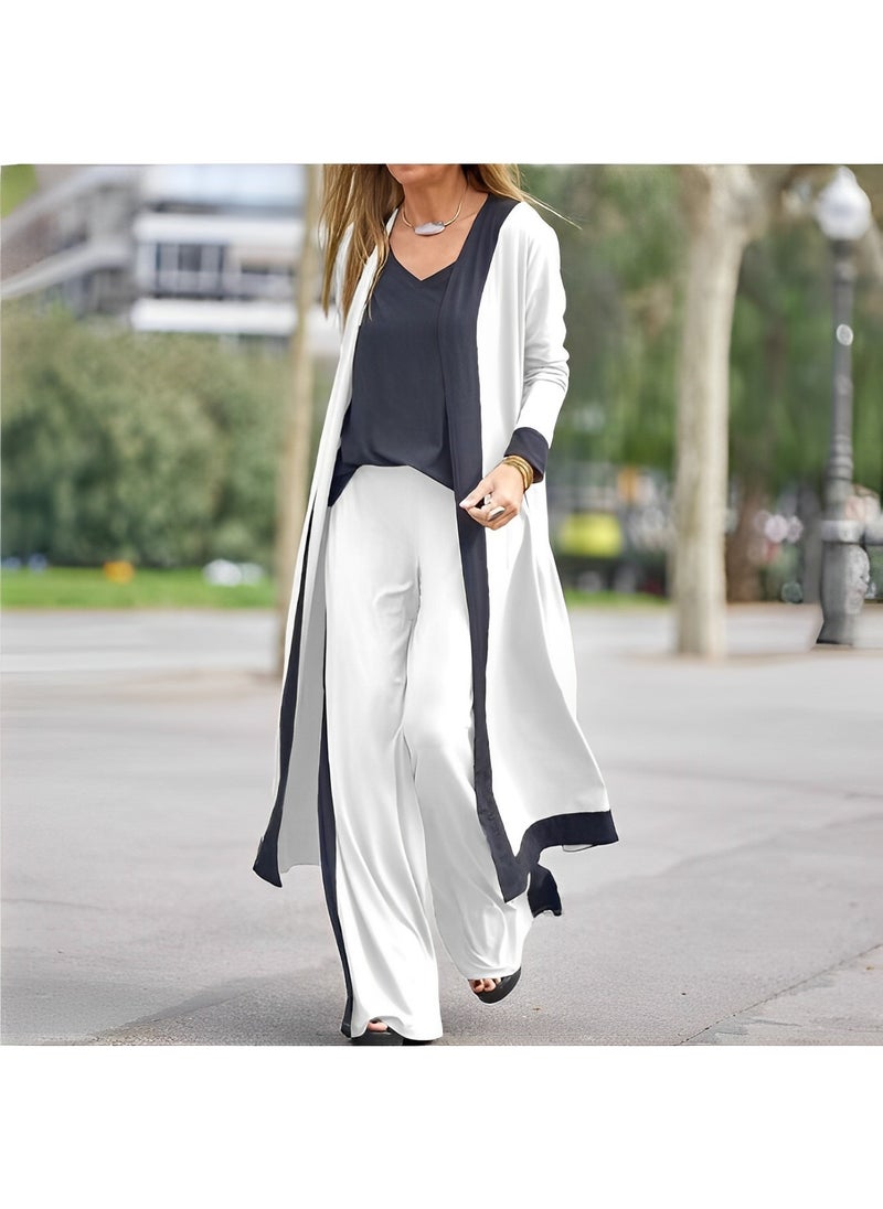 REOCLE Women's 3 Piece Outfit Lounge Set Sweatsuit V Neck Sleeveless Undershirt Tank & Long Sleeve Jacket & Loose Long Pants  - Image 3