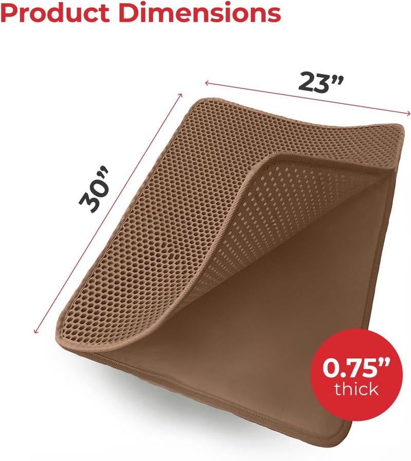 iPrimio Large Cat Litter Trapper Mat w/ Urine/Waterproof Layer - Larger Holes w/ Urine Puppy Pad Option - Cat Litter Mat, Light and Soft (Brown Color) - Image 3