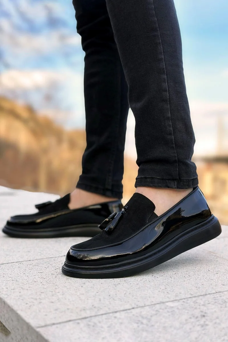 بيج كينج Black Patent Leather Men's Classic Shoes