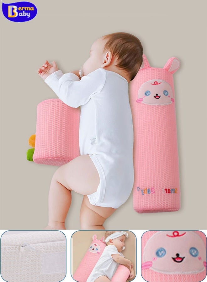 Berma Baby Baby pillow, baby side sleeping pillow, nursing pillow, body fixed baby pillow, comfortable pillow baby shaping pillow, with Velcro, anti-rollover, breathable, detachable, adjustable, easy to wash (pink) - Image 1
