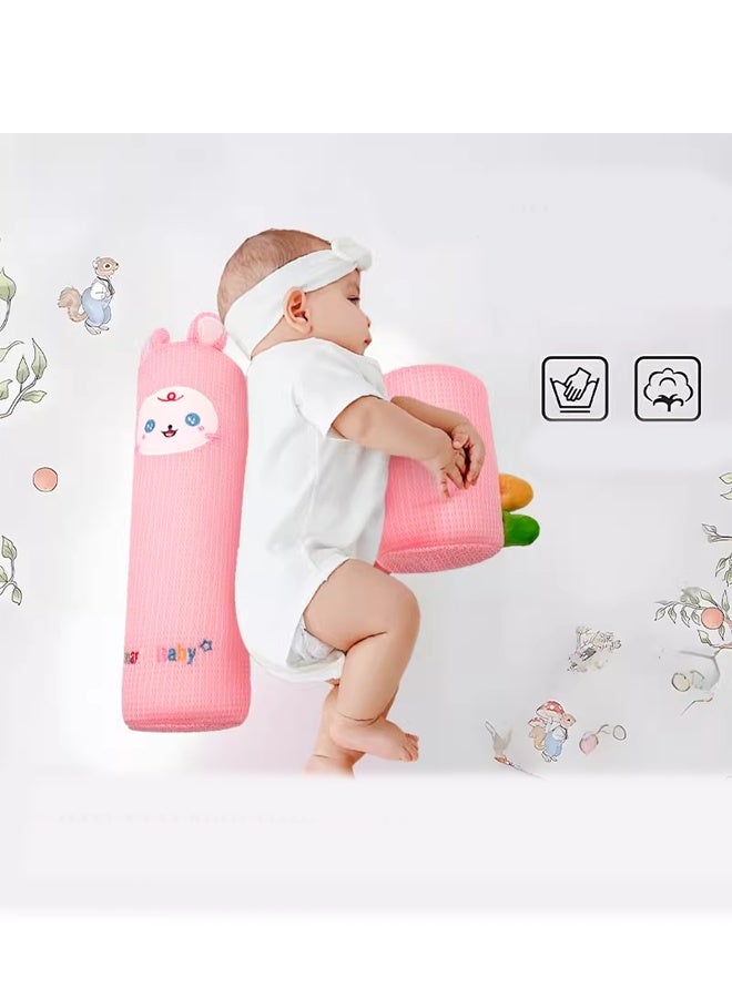 Berma Baby Baby pillow, baby side sleeping pillow, nursing pillow, body fixed baby pillow, comfortable pillow baby shaping pillow, with Velcro, anti-rollover, breathable, detachable, adjustable, easy to wash (pink) - Image 3