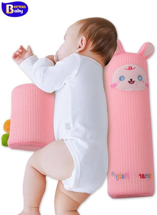 Berma Baby Baby adjustable protection pillow, Toddlers Head Safety Pad Cushion Baby Back Protection, Soft cylindrical crib pillow with washable cover for Reflux Baby Sleep, for Infant Newborn Toddler (pink) - Image 1