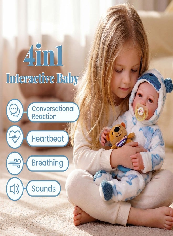 BABESIDE 20 Inch Reborn Baby Dolls with Breathing, Heartbeat, Coos & Conversation, 4-in-1 Interactive Realistic Lifelike Baby Poseable Soft Body with Gift Box Accessories Toy for Kids Age 3+ - Image 3