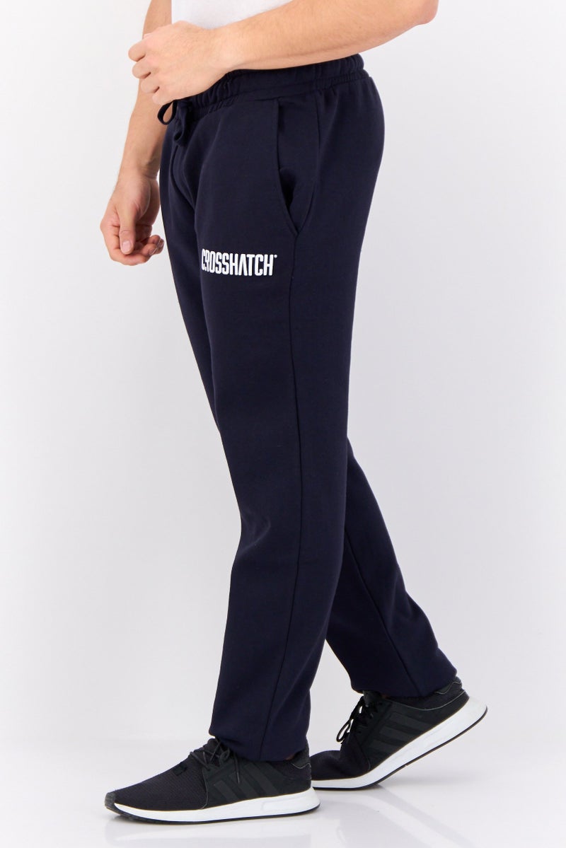 CROSSHATCH Men Regular Fit Brand Logo Jogger Pants, Navy  - Image 4
