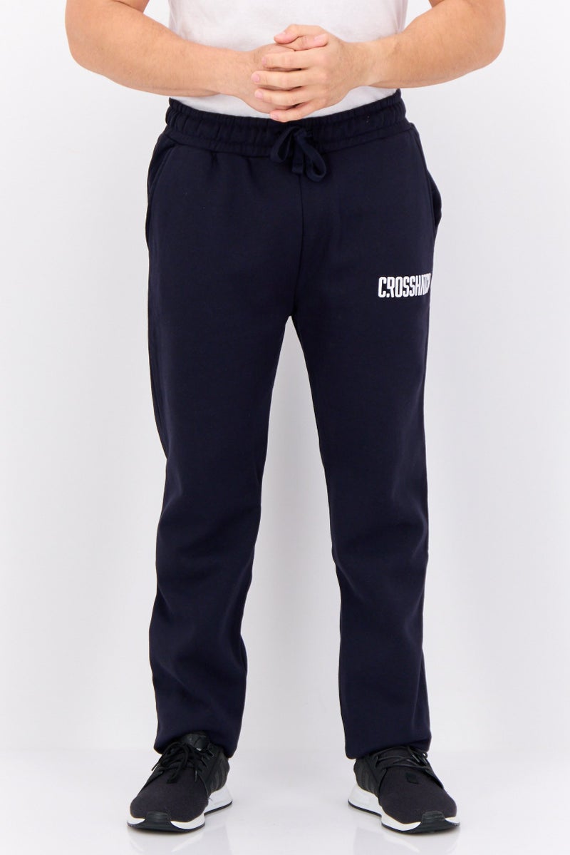 CROSSHATCH Men Regular Fit Brand Logo Jogger Pants, Navy  - Image 1