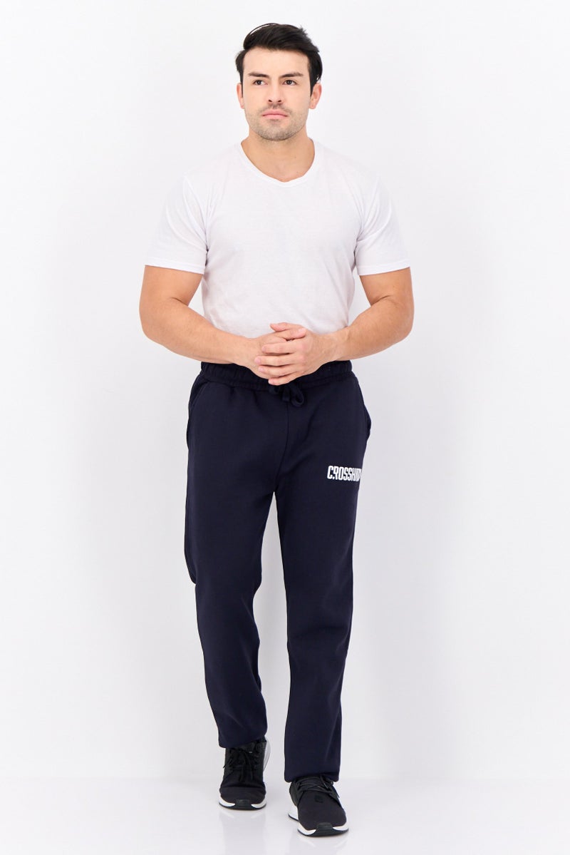 CROSSHATCH Men Regular Fit Brand Logo Jogger Pants, Navy  - Image 3